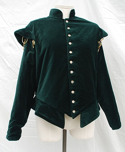 Dark Green Cotton Velvet Doublet with Sleeves