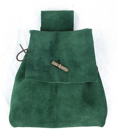 Dark Green Suede Button Bag