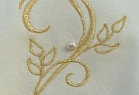 Embroidered White Wool Short Cape Embroidery Detail
