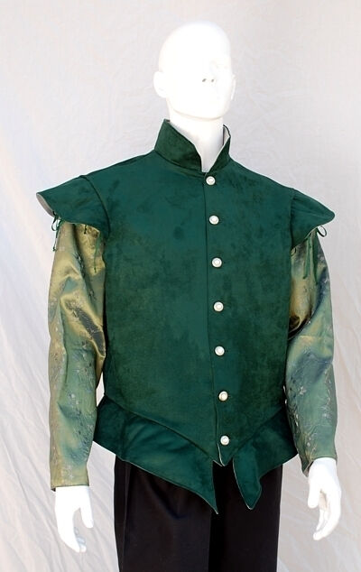 Green Faux Suede Doublet with Shot Removeable Sleeves