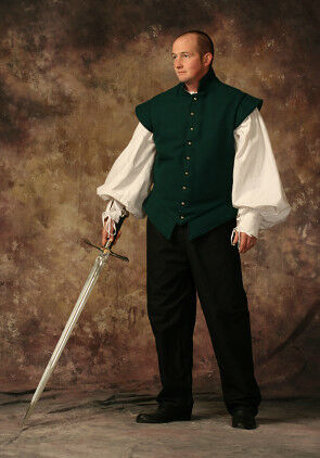 Hunter Green Melton Wool Mens Renaissance Doublet
