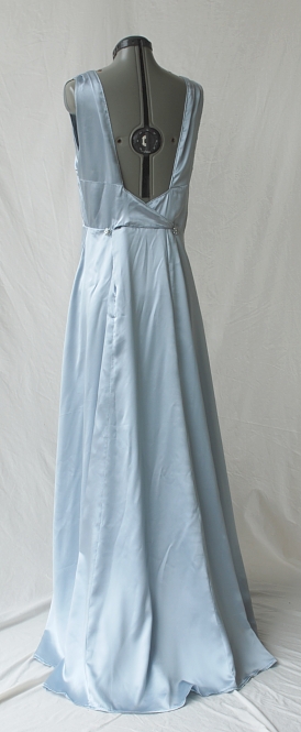 Ice Blue Silk Satin 1930s Style Dress