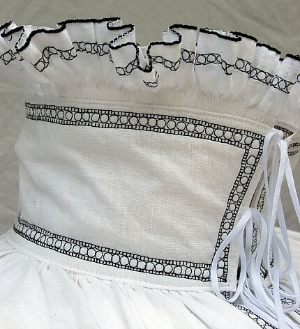 Neck Collar Embroidery and Pleating Detail