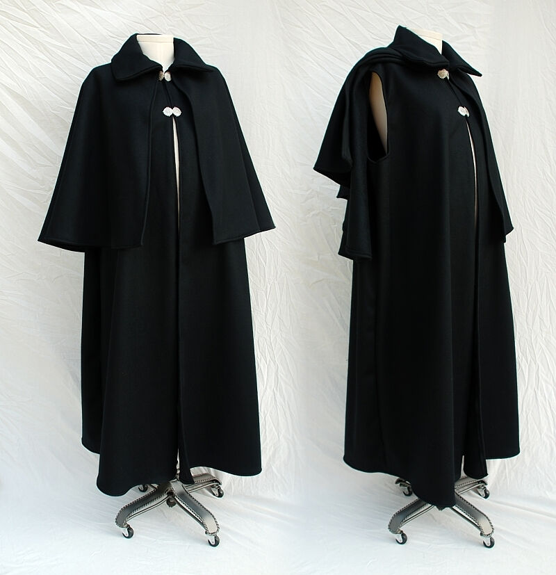 Black Melton Wool Dickensian or Inverness Cape