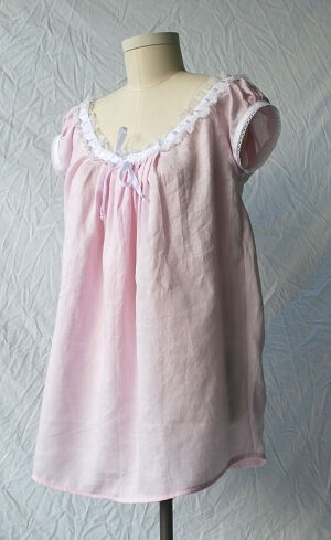 Pink Linen Victorian Chemise