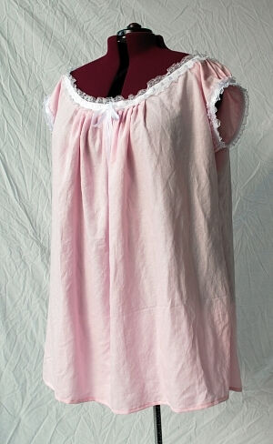 Plus Size Pink Linen Cotton Blend Victorian Chemise