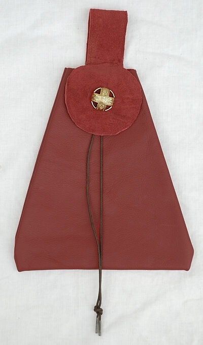 Burgundy Leather Button Bag with Ebony Toggle