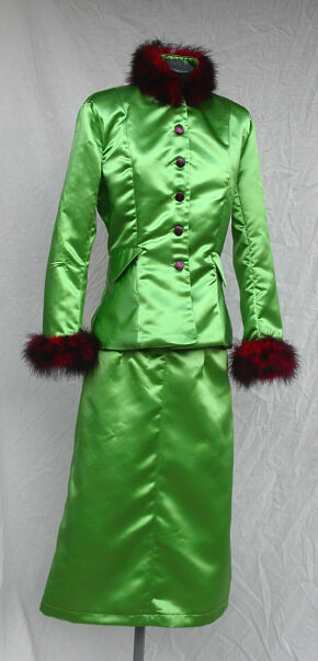 Rita Skeeter Inspired Green Satin Jacket and Skirt