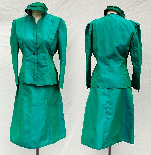Shot Green Taffeta 1940's Outfit