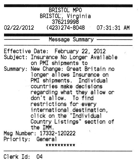No Insurance to the UK