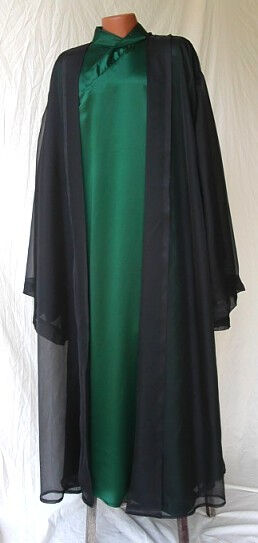 Voldemort Inspired Outfit in Hunter Green Silk Charmeuse with Organza Robe