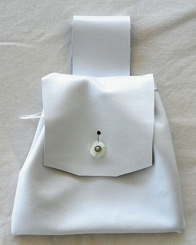 White Lambskin Leather Drawstring Pouch