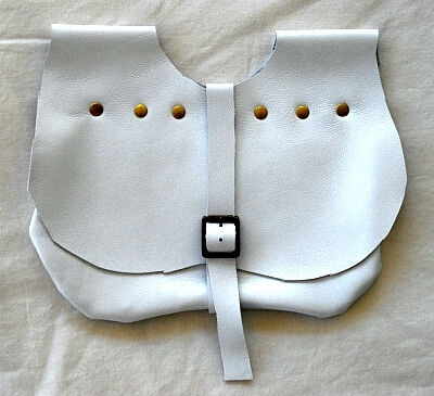 Whilte Lambskin Kidney Shaped Pouch with Brass Tone Rivets and Brass Tone Buckle