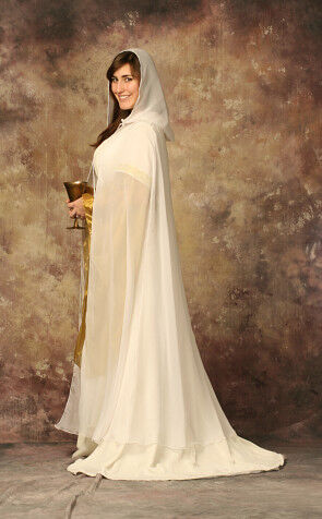 White Natural Silk Chiffon Wedding Veil Cloak
