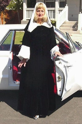 Custom made LA Confidential style coat made from black velvet and cream silk
