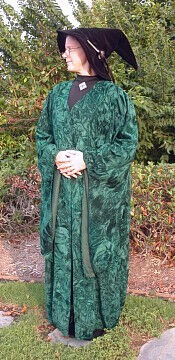 McGonagall Style Robe in Hunter Green Crushed Velvet