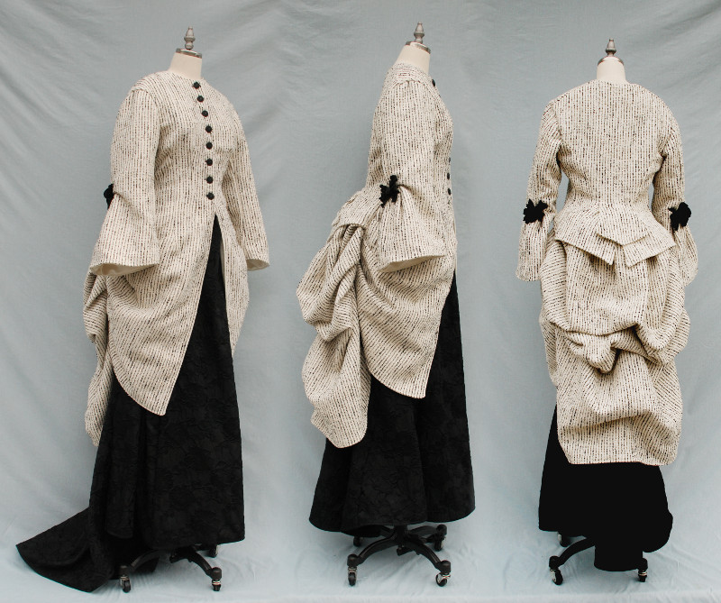 Victorian Striped Cream Polonaise Costume
