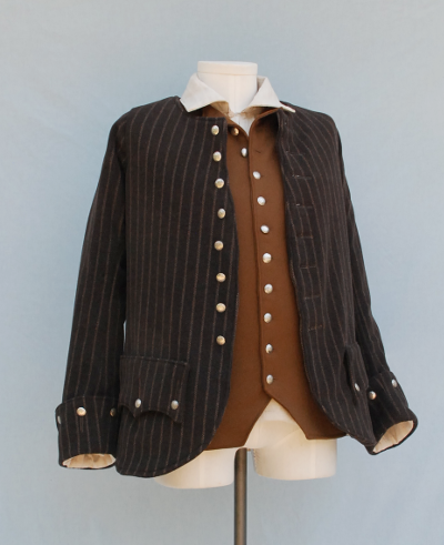 Tan Striped Brown Wool Highland Coat Vest and Shirt