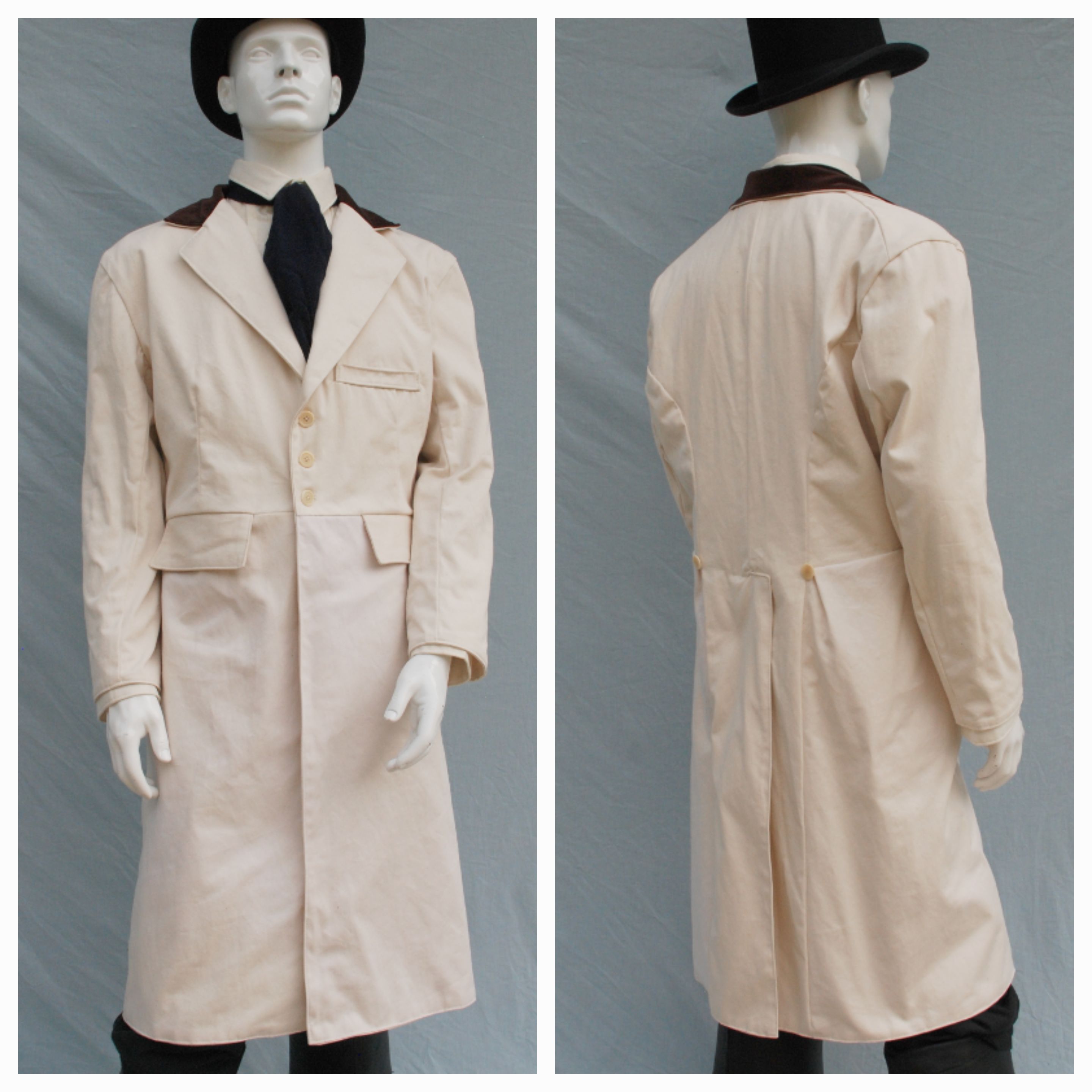 Cotton Twill Frock Coat in Ivory