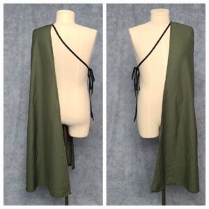 Hand dyed olive green plisse flair cape